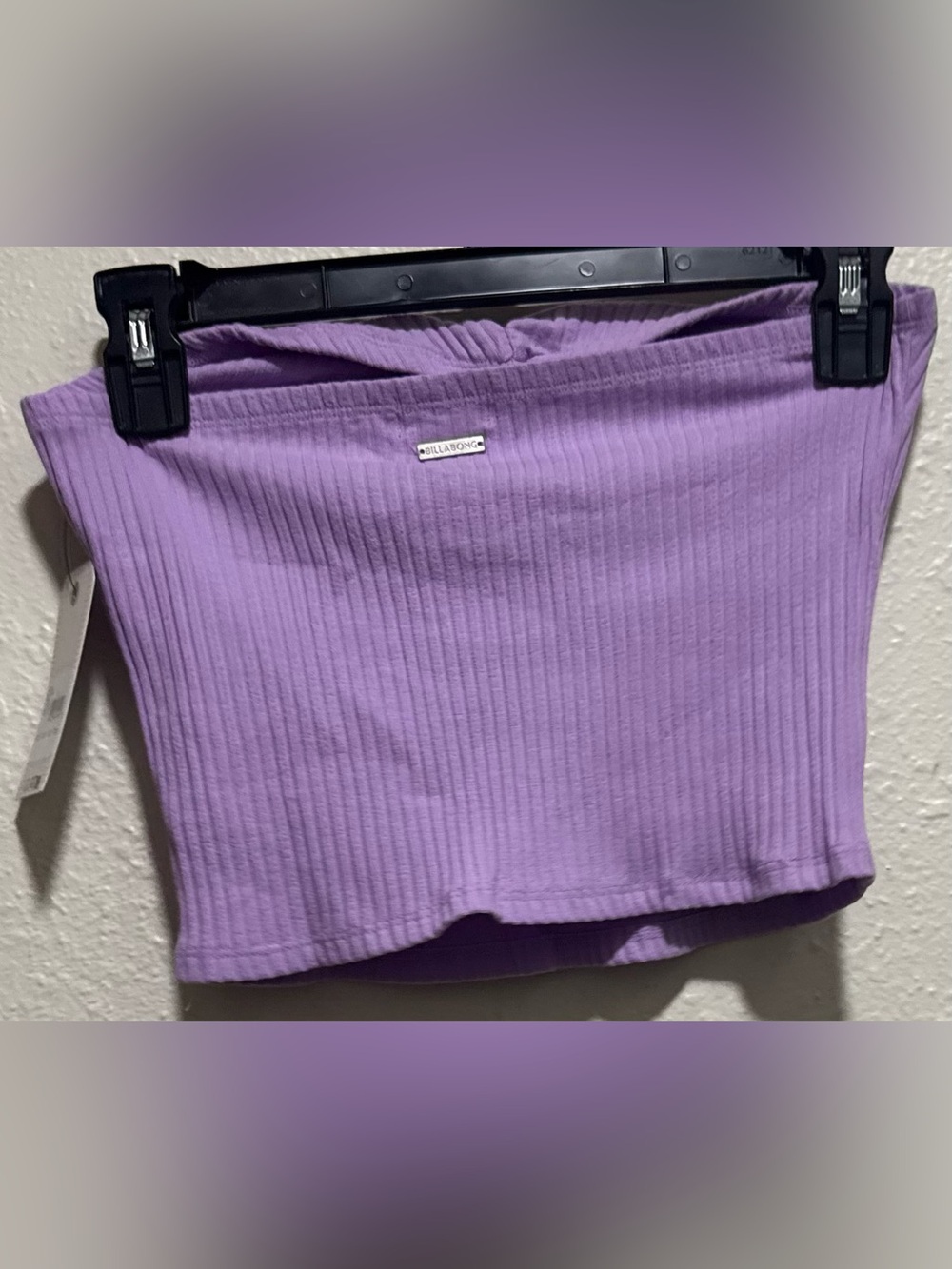 Billabong Lavender Ribbed Ruched Crop Top - Picture 2 of 3